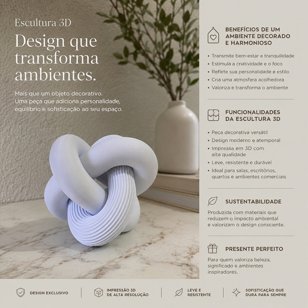 Escultura Elo Nara Zahara® – Forma Orgânica e Presença