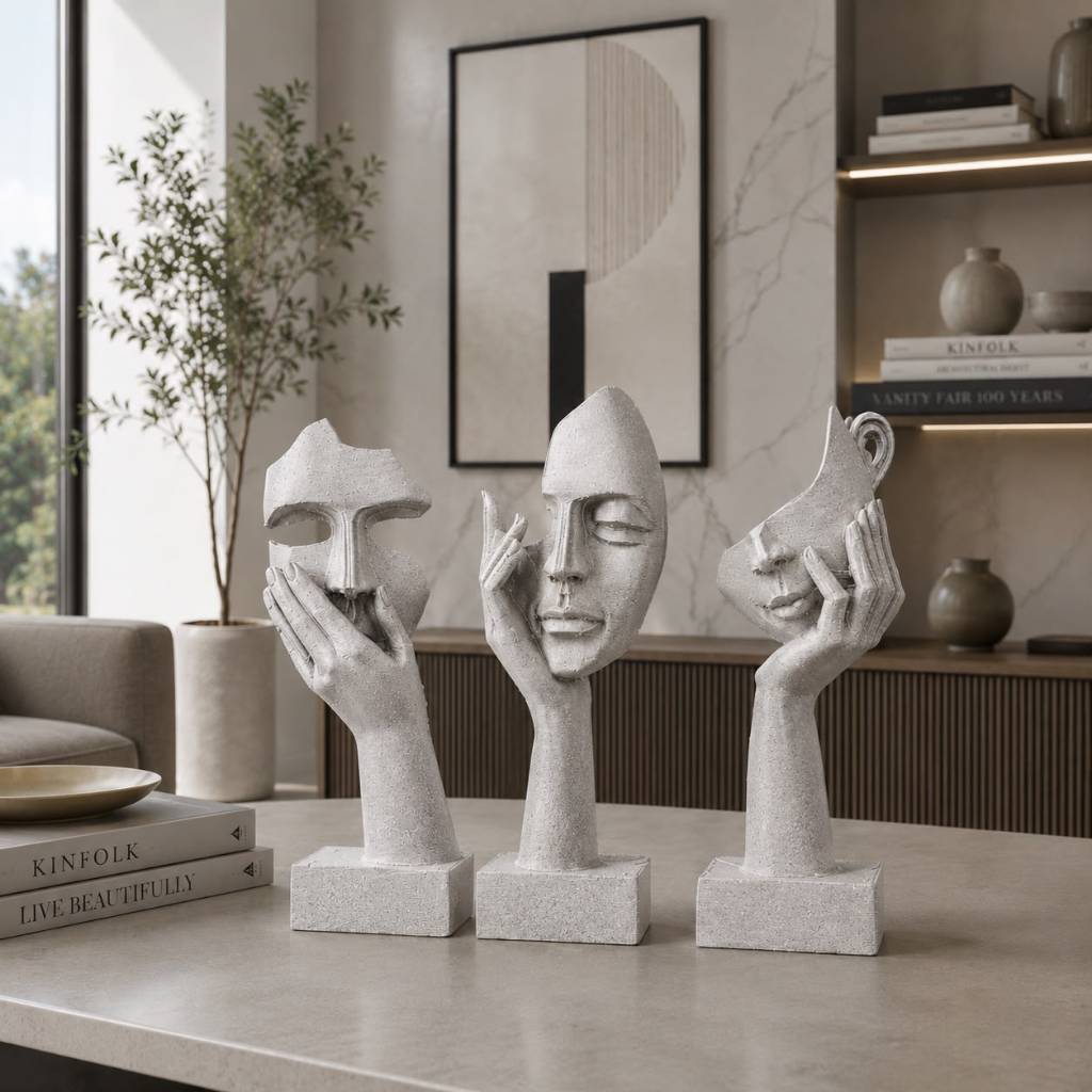 Kit Faces Aura Zahara® – Arte Abstrata e Sofisticação - Branco Texturizado