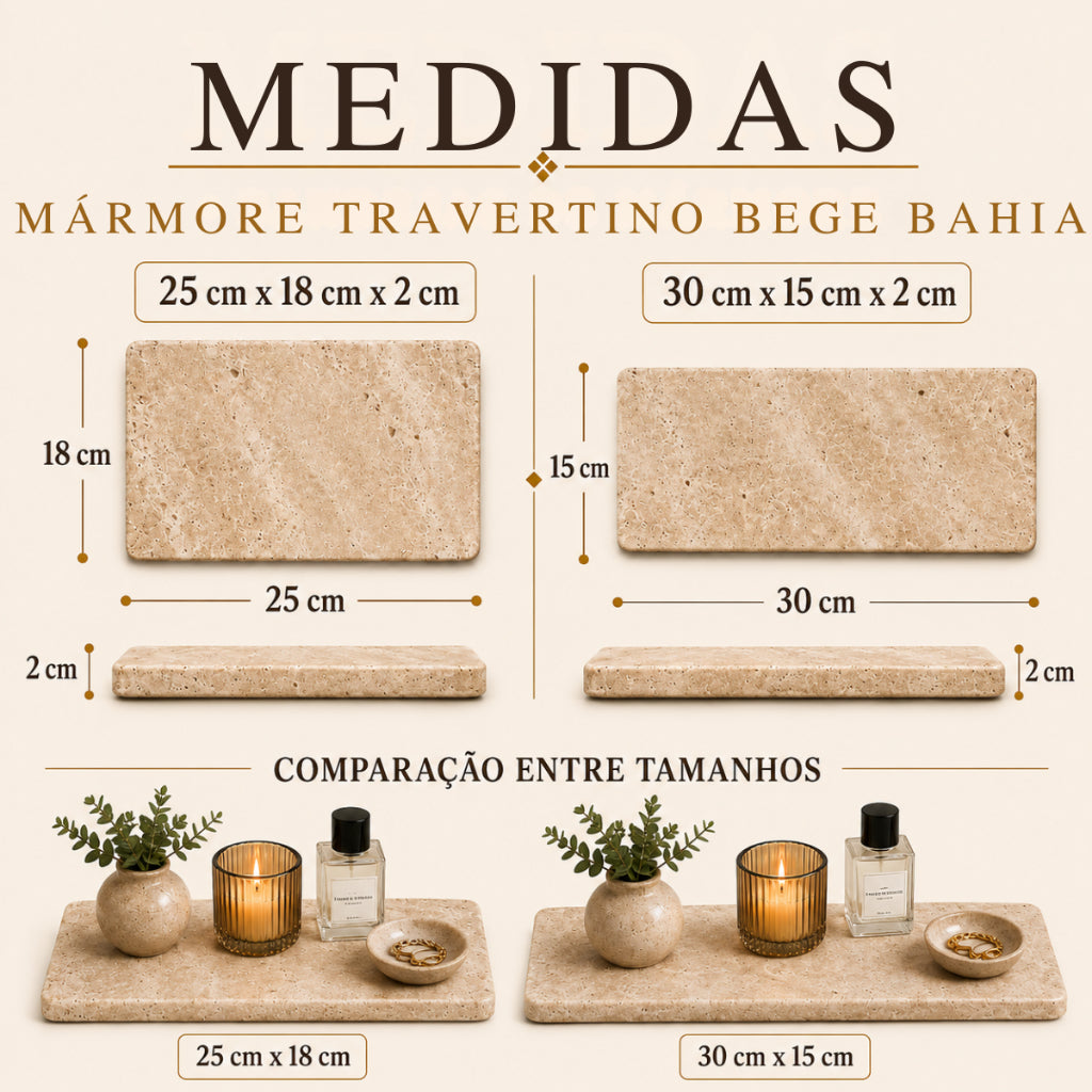 Bandeja Siena Zahara® – Travertino e Sofisticação
