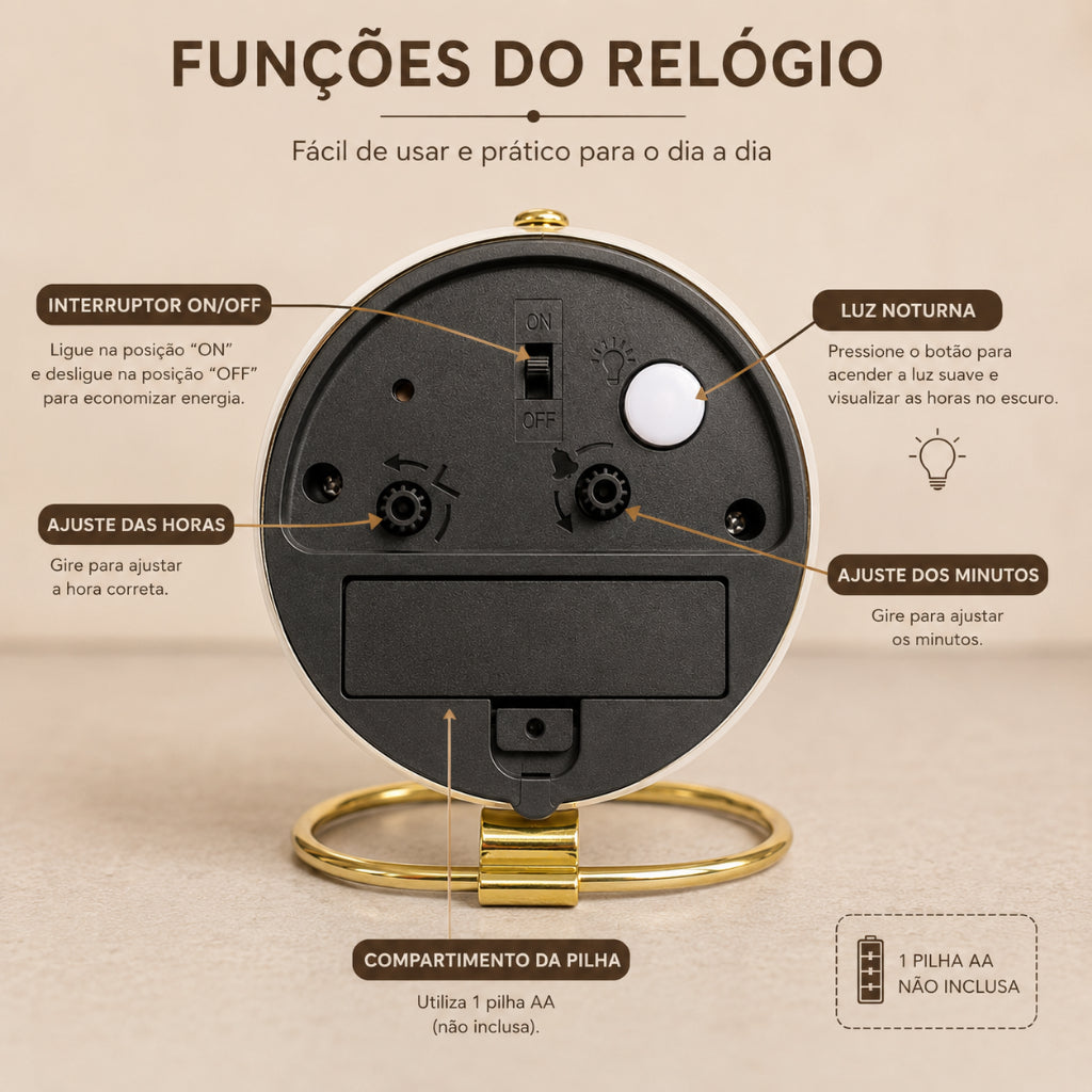 Relógio Tempo Zahara® – Silêncio e Elegância