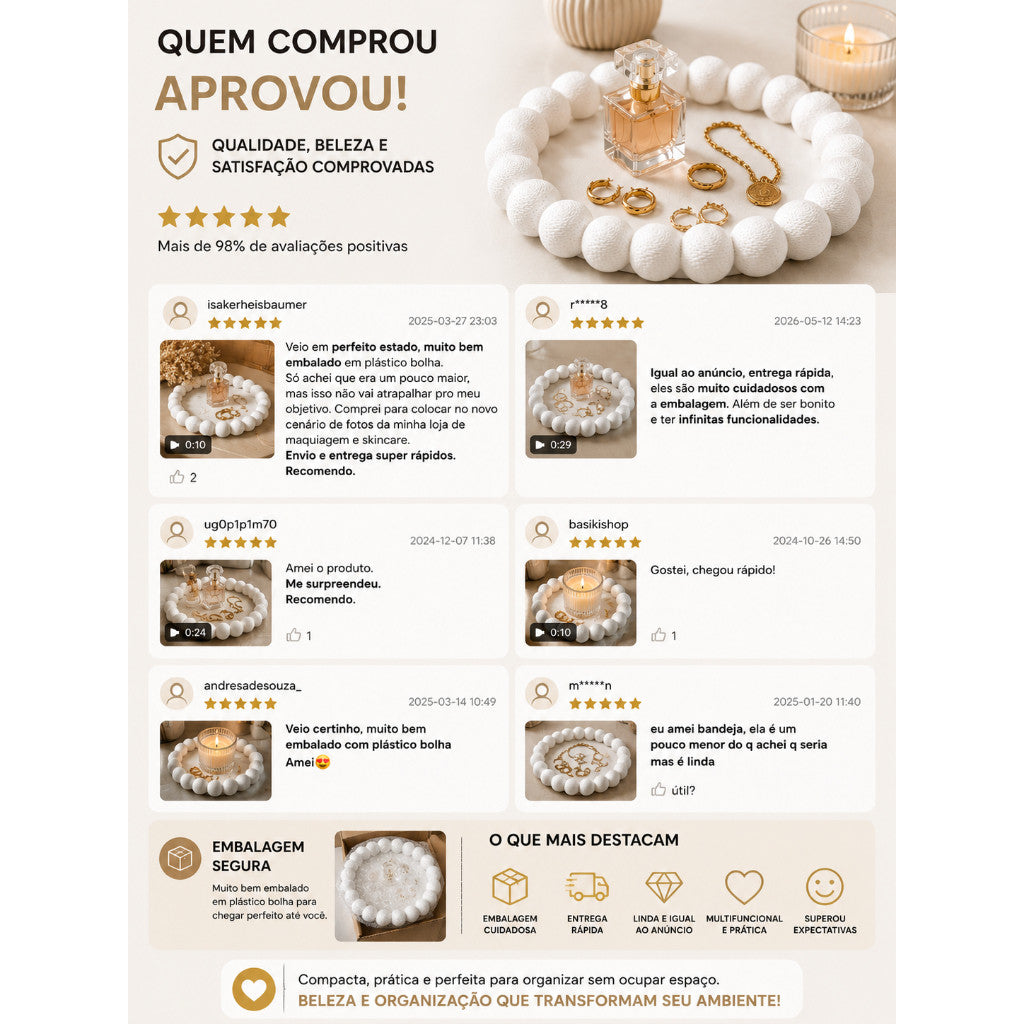 Bandeja Bubble Onda Zahara® – Organização e Estilo
